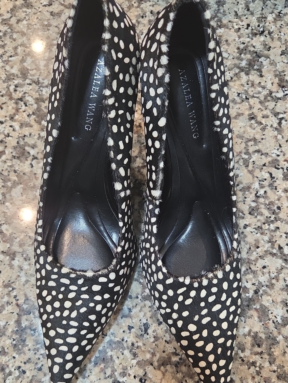 Alexander Wang Black & White Pony Hair Spotted Pointed-Toe Heels